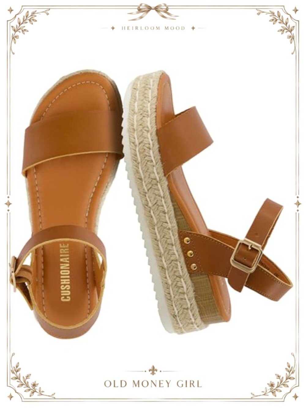 Vegan Leather Espadrille Wedge Sandal with Adjustable Ankle Strap and Memory